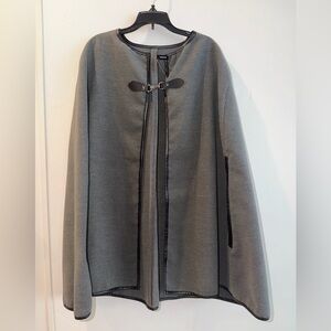 Torrid Gray Marled Black Trim Poncho, Cape | One Size